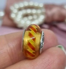 Genuine Pandora Red Orange Stripe Murano Glass Charm    925 ALE  ?  R47