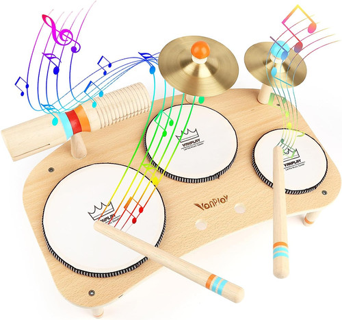 Wooden toys kids drum kit - kids,