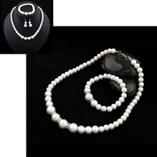 Large White Pearls Silver