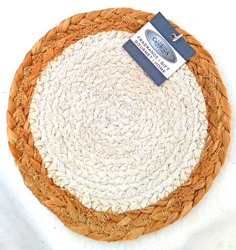 Jute candle mat pad - candle, white