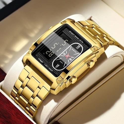 Dual time men gold watch - dual,