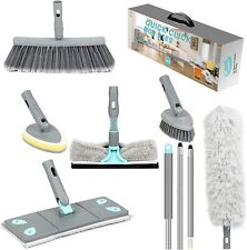 Microfiber Floor Mop 7 in 1 Broom Duster Squeegee & Dryer Scrubber Tile Sponge