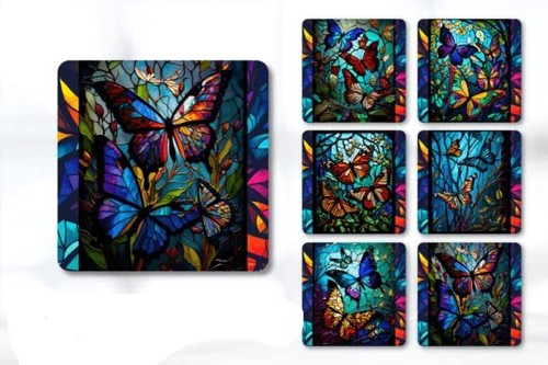 Set rainbow butterflies - set, 6