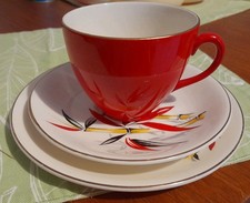 Rare Midcentury 1950's Alfred Meakin Trio  Bamboo Pattern Excellent Condition