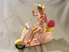 Barbie Doll, Barbie Scooter Moped, Pet carrier, Dog, Backpack & visor EXCELLENT