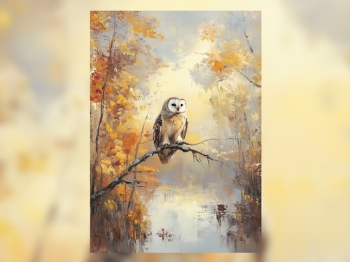 Autumn owl tree 5 x7 - autumn, in