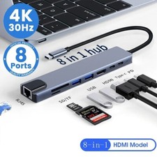8-in-1 USB-C HUB 4K Thunderbolt 3 Docking Station MacBook Air M1 iPad Pro RJ45