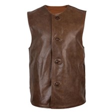 British WW1  Repro Brown Real Leather Jerkin Uk Army WW2 Reenactor Coat Jacket