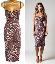 KAREN MILLEN ✩ VINTAGE LEOPARD ANIMAL PRINT BRA BACK PENCIL WIGGLE DRESS ✩ UK 10