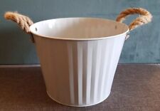 Primark Home - Duck Egg Blue Metal Tapered Planter With Hessian Rope Handles 