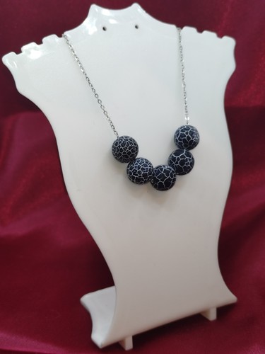 Grey agate necklace cracked - necklace,