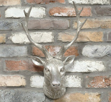 Wall Mounted Silver Stag Head