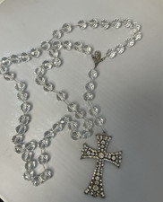 Vintage Facceted Crystal Rosary With Rhinestone Crucifix