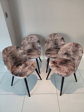 4 Leopard Print Dinning Chairs with Wooden Legs