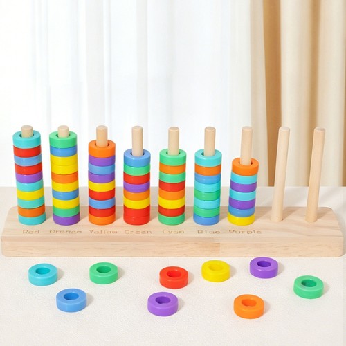 Wooden color sorting - color, stacking