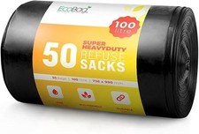 50x Heavy Duty EcoBags - 35 Microns 100L - Recyclable Bags - 736 x 990 mm - New
