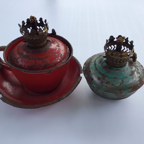 Antique enamelware chamber - enamelware,