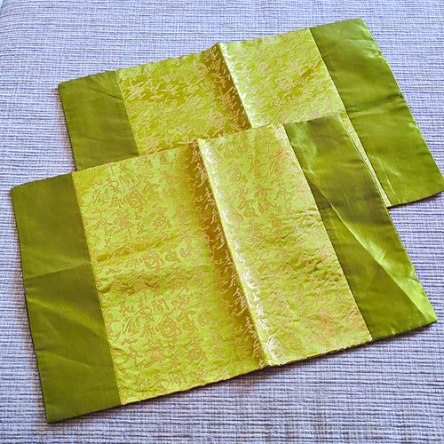 Olive green silk - olive, brocade