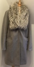 Lovely Cosy And Warm Size 14 Grey Coat With Furry Collar From George