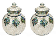 15" Marble Pot, Abalone & Mop