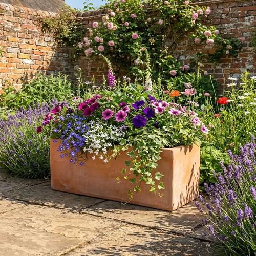 Rustic terracotta trough - rustic,