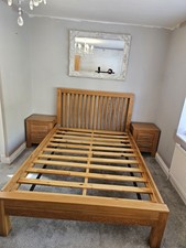 Solid Oak double Bed Frame & Matching  Bed Side Tables