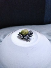 Antique & Rare Late Victorian Miniature Frog Pincushion Why Metal Org Velvet