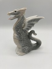 Vintage Porcelain Dragon Figurine Oriental Style Glazed Ornament