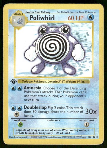 Pokemon cards poliwhirl 102 - pokemon, 38/102