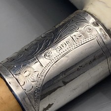 Antique Silver Collared Mallacca Walking Stick Morris Bloomberg London 1900