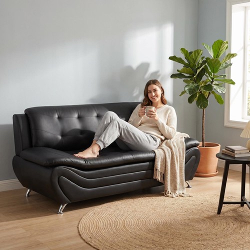 Faux leather sofa - faux,