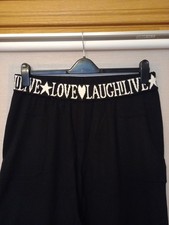 BNWT Black Lounge Trousers Size 16-18 Stretch Pull On Super Soft Love Logo New