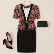Vintage 80s Floral Peplum