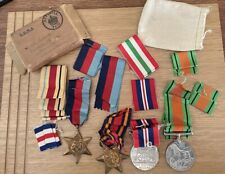 WWII Medals: War, Defence, Star & Burma Star Boxed + Sundry Ribbons World War 2