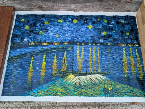 Large hand painted oil - large, hand-painted