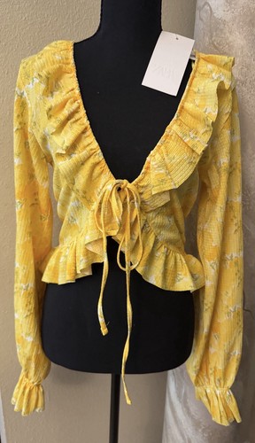 Zara women yellow floral - m,
