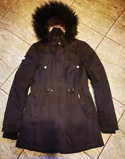 Superdry Microfibre New Model L 12 Black Coat Adjustable waist RemovableFur Good