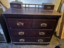 Vintage Wooden Chest of Drawers – Solid Wood Storage Cabinet with Brass Handles