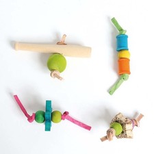 Leather Elves Small Parrot Foot Toys Bundle of 4