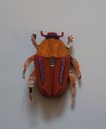 Acrylic beetle brooch - acrylic,