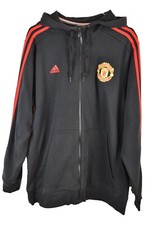 ADIDAS Manchester United Black Hoodie Chest size 44" Mens Full Zip Casual