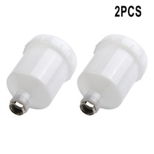 2x 125ML Spray Gun Paint Cup Pot Plastic Air Gravity Feed Fast Mover Threaded UK