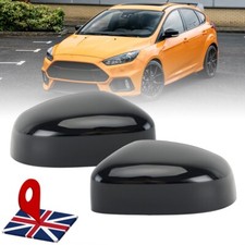 Pair Gloss Black Door Wing Mirror Cover Cap For Ford Focus MK2 MK3 Mondeo MK4 UK