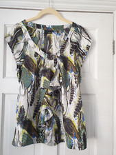 Next white/multi peacock feather patterned tunic/blouse,  size 14