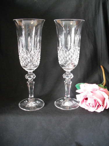 Pair pretty lead crystal - pair,