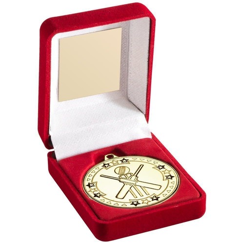 R4us cricket medal - cricket, velvet