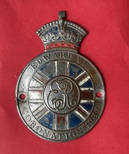 Vintage King Edward VIII Royal Coronation 1937/Motor Car Grille Badge Union Jack