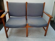 Vintage retro Danish mid century modern MCM sofa couch 2 seater wood wool bench