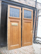 Pair of huge reclaimed Edwardian pine double doors