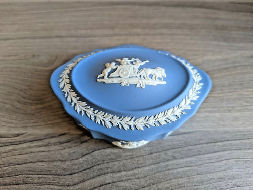 Wedgwood oval lidded pot blue - wedgwood,